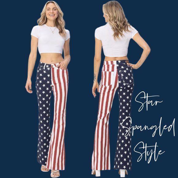 American Flag Print Flare Jeans by Judy Blue - Picture 2 of 6